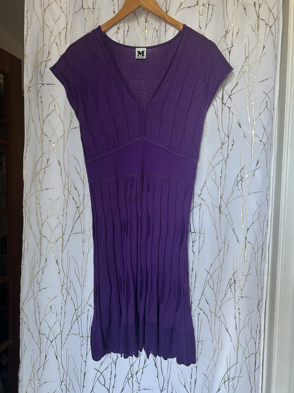 Missoni Deep Purple Ribbed V-Neck Midi Dress